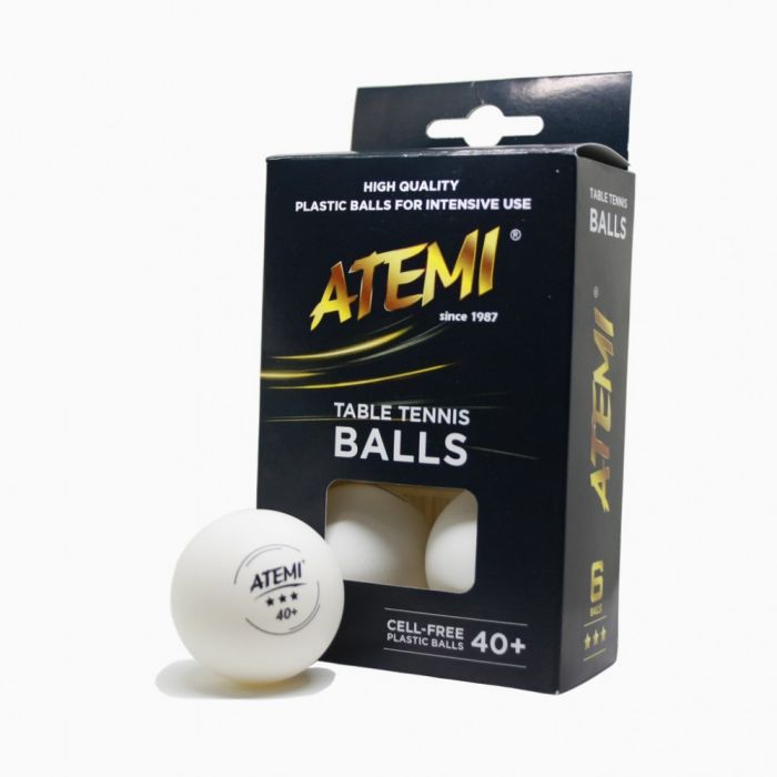 М'ячі для настільного тенісу  ATEMI 3* 40+ 6шт. Білі